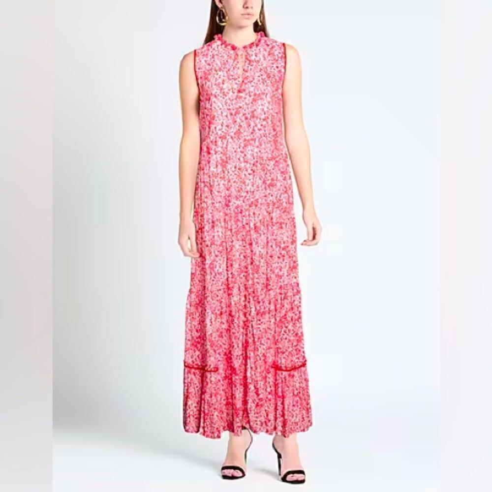 Poupette St. Barth Girls Clara Sleeveless Maxi Dress in Pink/Red Print. Size XL.
